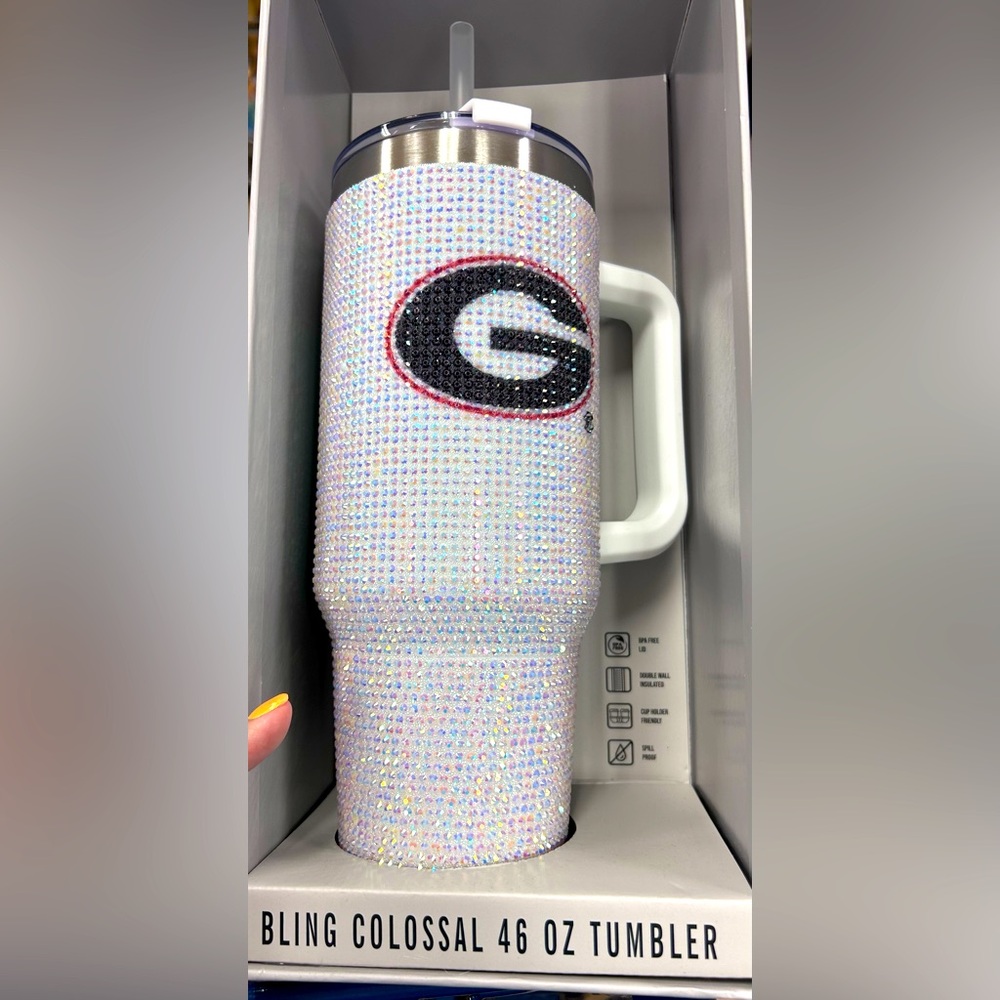 Georgia bulldogs bling 46 ounce tumbler fits in cup holder